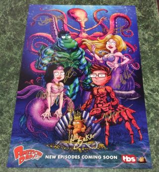2018 Sdcc Exclusive.  Fox American Dad Cast Signed Gold Ink.  11 " X 17 " Poster