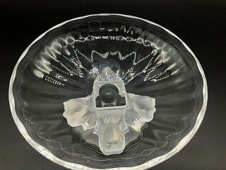Authentic LALIQUE France Crystal Nogent Sparrow Compote Bowl Signed w/ Label 3