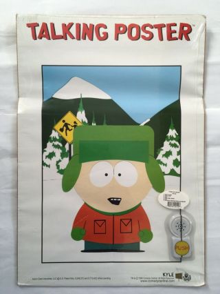 1998 South Park Kyle Comedy Central Talking Poster 26”x18” Rare