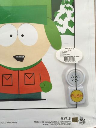 1998 South Park Kyle Comedy Central Talking Poster 26”x18” RARE 2