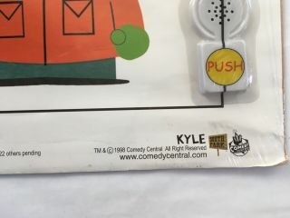 1998 South Park Kyle Comedy Central Talking Poster 26”x18” RARE 3