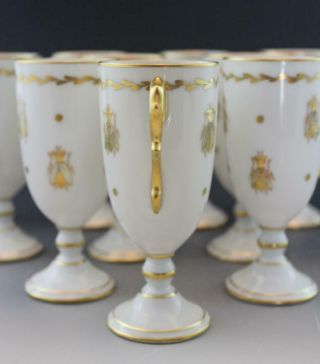 Antique Set of 12 French Limoges Porcelain Footed Tea Cups w/ Gilt Gold & Bees 4