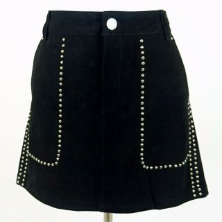 Miranda Lambert Rebecca Minkoff Black Leather Studded Mini Skirt No Size