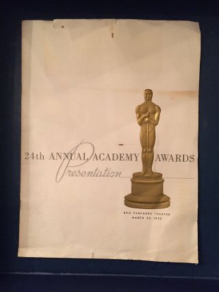 Academy Awards Oscars Program 1952 Humphrey Bogart Vivian Leigh American Paris