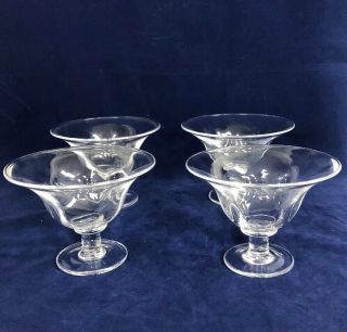 Simon Pearce Signed Shelbourne Clear Footed Compote Bowl 4.  5” Set Of 4