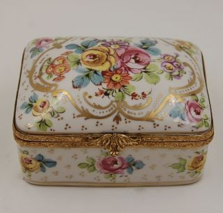 Antique French Sevres Roses Jewelry Box.  Very Unique