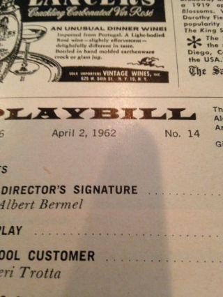 Playbill My Fair Lady @ Broadhurst Theatre April 2,  1962 Michael Evans 2