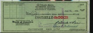 Lucille Ball Household Account Check Signed By Personal Assistant And Accountant