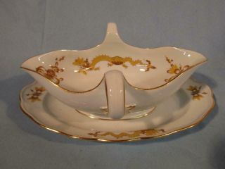 Fine Meissen Porcelain Yellow Dragon 10 " Gravy Boat / Sauce Bowl - 1st Quality