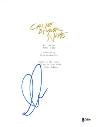 Armie Hammer Signed Autograph Call Me By Your Name Movie Script Beckett Bas