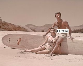 Peter Lawford In A Swimsuit Posing With A Surfboard On The Beach Beefcake Photo