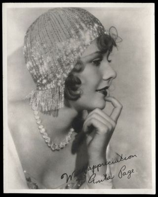 Silent Film Flapper Anita Page Vintage 1920s Facsimile Autographed Photograph