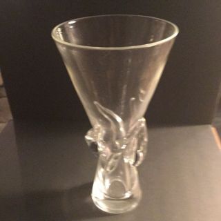 Mid - Century Signed Steuben Clear Glass Rose Vase