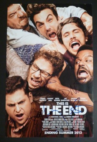 This Is The End " Seth Rogan & Jay Baruchel,  2 " Authentic Hand - Signed 11x17 Poster