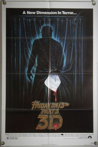 Friday The 13th Part 3 3d Ff Orig 1sh Movie Poster Jason Slasher Horror (1982)
