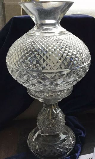 Waterford Crystal Lamp (signed) 2 Pc Alana Exc.  Vintage Cond 13.  5 " Tall Ireland