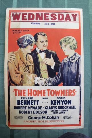The Home Towners (usa,  1928) Us Window Card