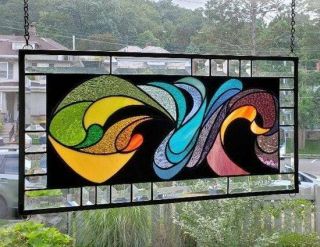 Form Stained Glass Window Panel (signed And Dated)
