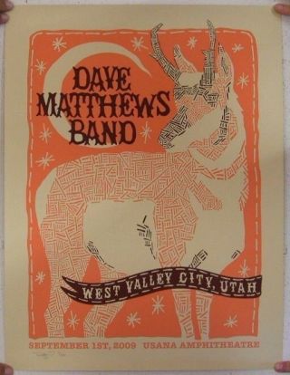 2009 Dave Matthews Band West Valley City Deer Concert Poster 5/28 Usana Ut /300