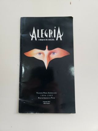 Alegria: Official Program Cirque Du Soleil North American Tour 1994 - 95