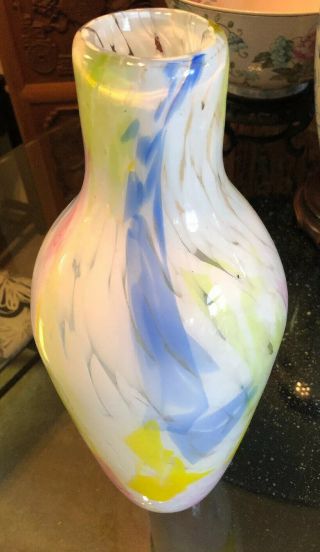 Rare Large Vintage Italian Murano Art Glass Vase 5lbs 9oz Mid Century 2