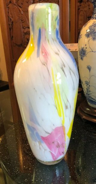 Rare Large Vintage Italian Murano Art Glass Vase 5lbs 9oz Mid Century 3