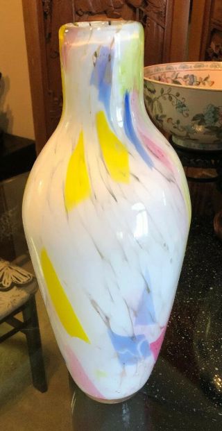 Rare Large Vintage Italian Murano Art Glass Vase 5lbs 9oz Mid Century 5
