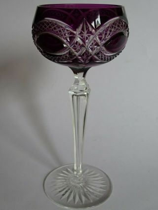 One Antique Roemer Wine Glass Crystal Val Saint Lambert Amethyste Pattern Nancy
