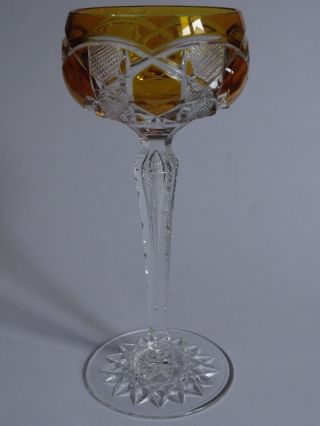 One Vintage Roemer Wine Glass Crystal Val St Lambert Orange 7 " 1/2