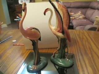 2 Vintage Will George Mid Century Modern Pink Flamingos Wings Up Raremint Signed