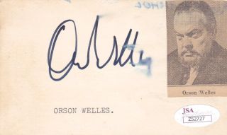 Orson Wells D.  1985 Signed 3x5 Index Card Actor,  Citizen Kane Jsa Z52727