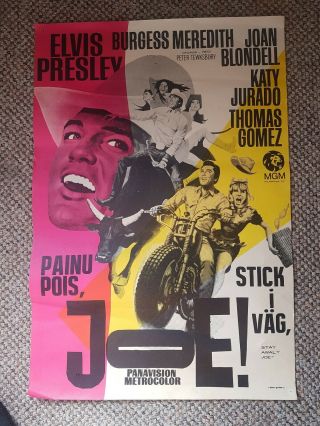 Elvis Presley " Stay Away Joe " Film Poster Finlamd 1968 24 " X16 "