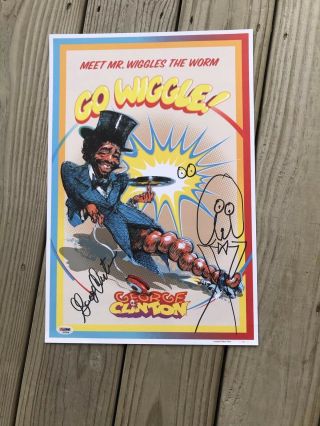Pfunk George Clinton Signed 12 X 18 With Sketch,  Parliament,  Funkadelic,  Psa/dna