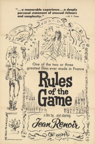 Rules Of The Game 1965 27x41 Orig Movie Poster Fff - 11630 Fine,  Very Good