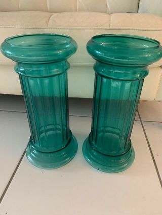 Aqua Pilgrim Glass Columns /highly Collectible