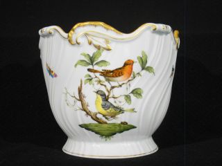 Fine Herend Porcelain Hand Painted Rothchild Bird Jardiniere Planter Vase