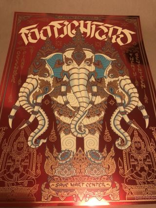 Foo Fighters S/n Red Foil Poster By Palehorse For Fresno Concert.  Emek Pearl Jam