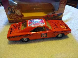 Signed Johnny Lightning Dukes Of Hazzard 1:25 General Lee Real Autograph 7 Cast