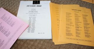 Spider - Man Movie Screenplay Script Shooting Schedule Crew List
