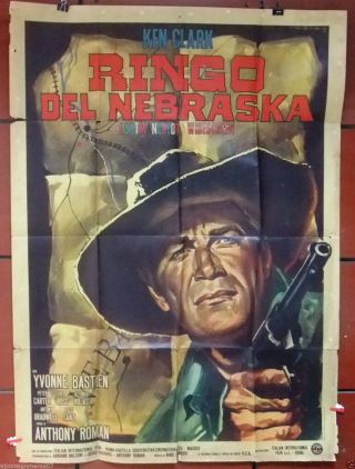 Ringo Del Nebraska {ken Clark} Italian 2f Movie Poster 1960s