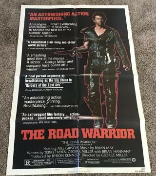 1982 Mad Max Ii The Road Warrior Movie Poster,  Folded,  27x41,  Style B
