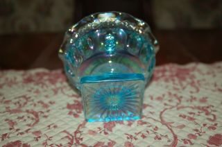 Vintage Westmoreland 2 piece Light Blue Carnival Glass Fairy Lamp 8