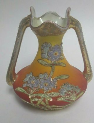 Rare Nippon Noritake 1909 Mark Coralene Decoration Japanese Art Porcelain Vase