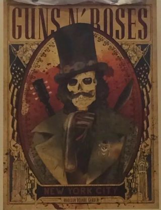 Guns N Roses Madison Square Garden Msg York Slash Poster 10/16 Lithograph
