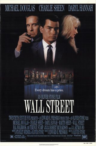 Wall Street 1987 27x41 Orig Movie Poster Fff - 46263 Rolled Charlie Sheen