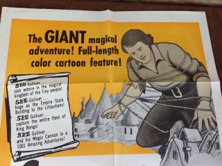 1957 Re - Release Gulliver ' s Travels Movie House Full Sheet Poster 3