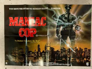 Maniac Cop Australian Cbs - Fox Vhs Era Video Poster Movie 80s Horror Movie Quad