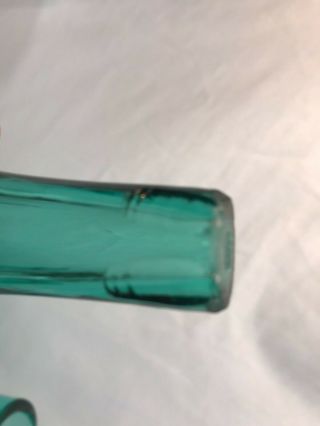 Blenko Wayne Husted 6212 crackle Decanter flame stopper MCM blue green glass 7