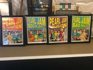 Framed Pearl Jam 2009 Spectrum Closing Tour Poster Set