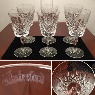 Set Of 6 True Vintage Waterford Crystal Lismore 8 Oz Water Wine Glasses 6 - 7/8 "